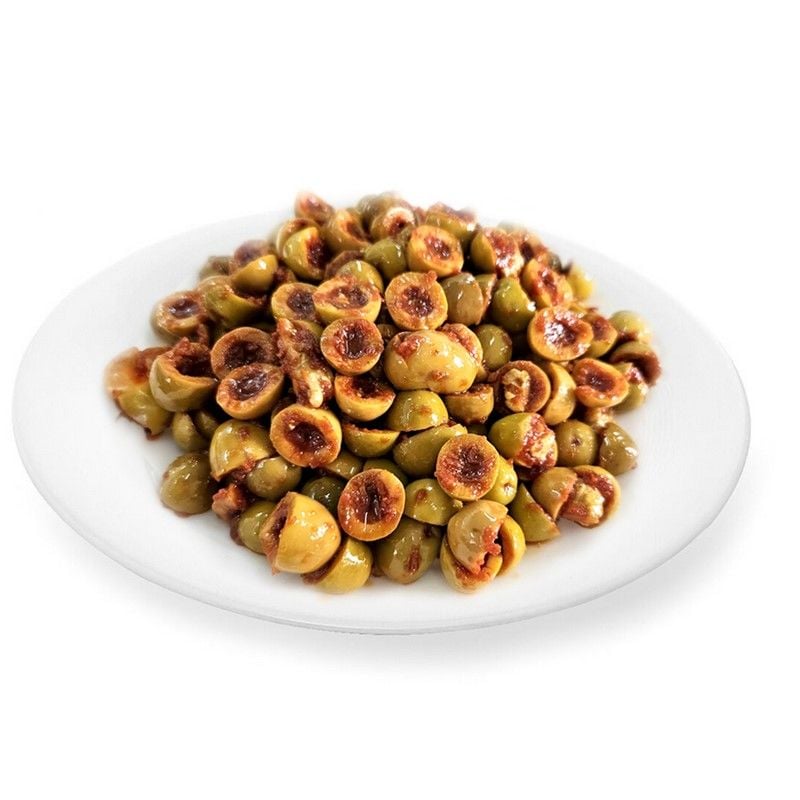 Zeytinyağlı Baharatlı Yeşil Dilimli Zeytin Salatası Cam Ambalaj 720 Gram