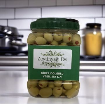 Doğal İçi Kırmızı Biber Dolgulu Zeytin Pet Ambalaj 900 Gram