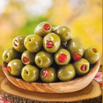 Doğal İçi Kırmızı Biber Dolgulu Zeytin Cam Ambalaj (261-290 M) 300 Gr