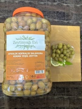 Sofralık Doğal Ayvalık Kırma Yeşil Zeytin (261-290 M) 3500 Gr Pet Ambalaj