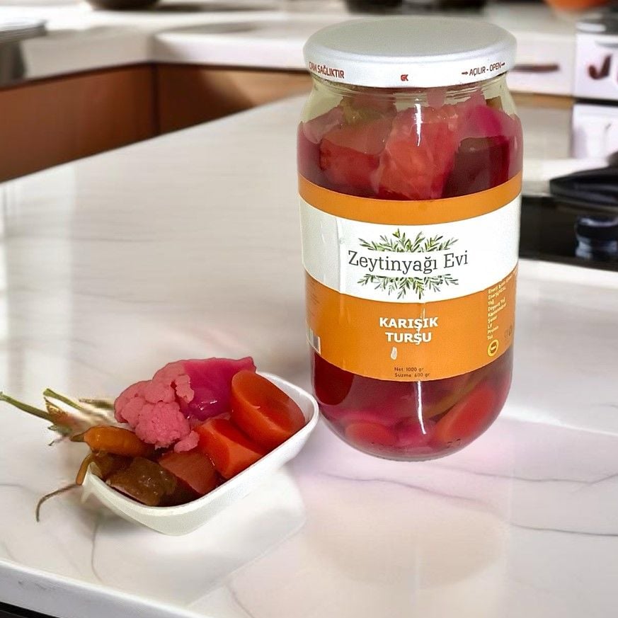 Karışık Turşu Cam Şişe 1000 Gram