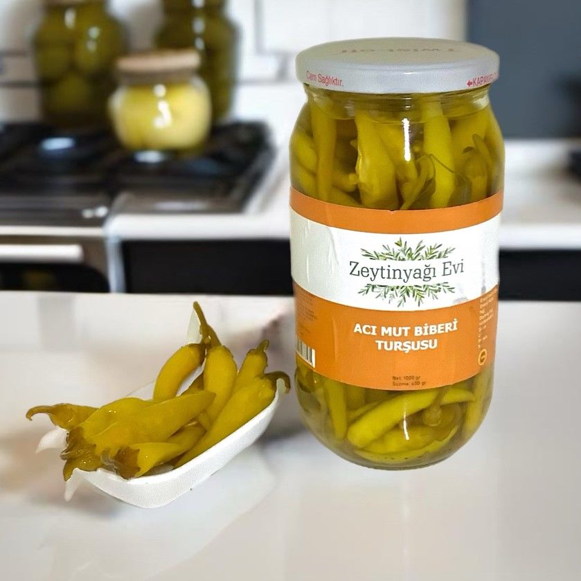 Naturel Acı Biber Turşusu 1000 gram Cam Şişe
