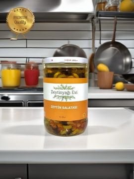 Domates Kurulu Zeytinyağlı Zeytin Salatası Cam Kavanoz 850 gram