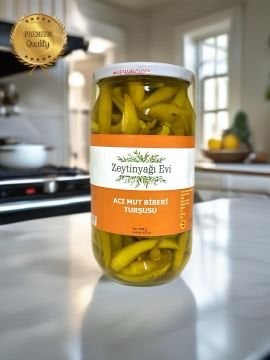Acı Mut Biberi Turşusu Süzme 600 gram Cam Kavanoz
